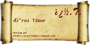Örsi Tibor névjegykártya